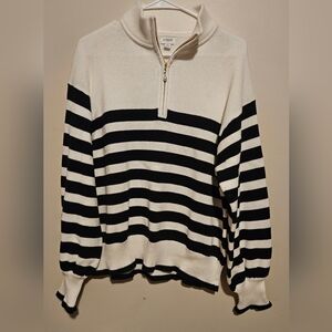 J. Crew Quarter Zip Sweater With Pearl Detail, Size XL